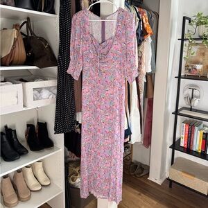 Floral Maxi Dress - Pink Lavender Print